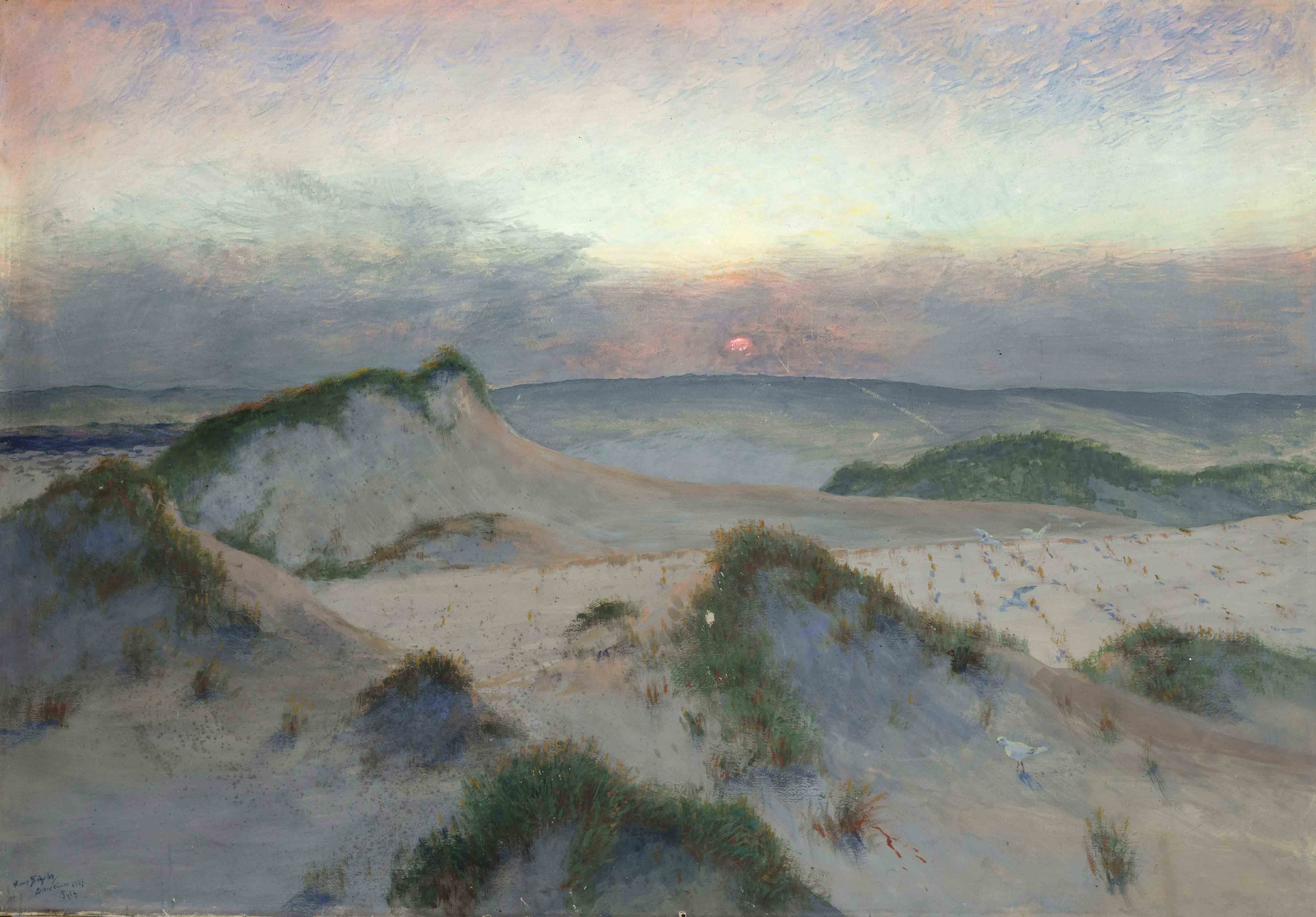 Hans Bohrdt (1857-1945), Berlin marine painter, ''Lister Dünen Sylt 1927'', oil on cardboard,