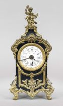 Table clock/alarm clock in the Regence style, France late 19th century, wood ebonized with gilt