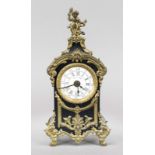 Table clock/alarm clock in the Regence style, France late 19th century, wood ebonized with gilt