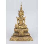 Buddha Rattanakosin, Thailand, probably 19th century, bronze with gold lacquer. Seated in