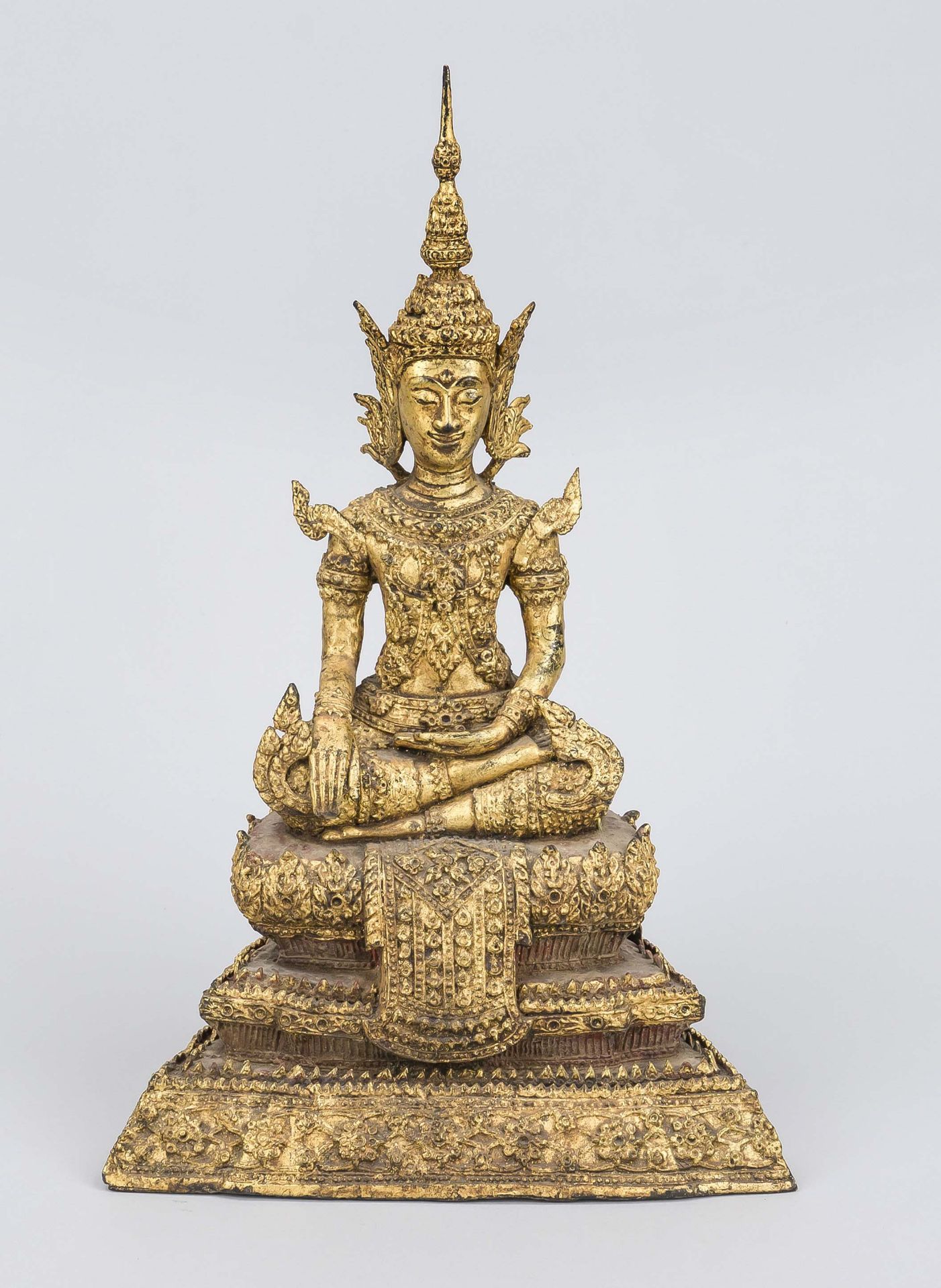 Buddha Rattanakosin, Thailand, probably 19th century, bronze with gold lacquer. Seated in