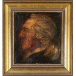 J. Gabor, 1st half 20th century, Profile portrait of a man with long hair, oil on canvas, signed and