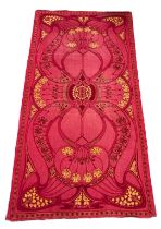 Art Nouveau blanket, early 20th century, relief/embroidery, slightly rubbed, 150 x 265 cm