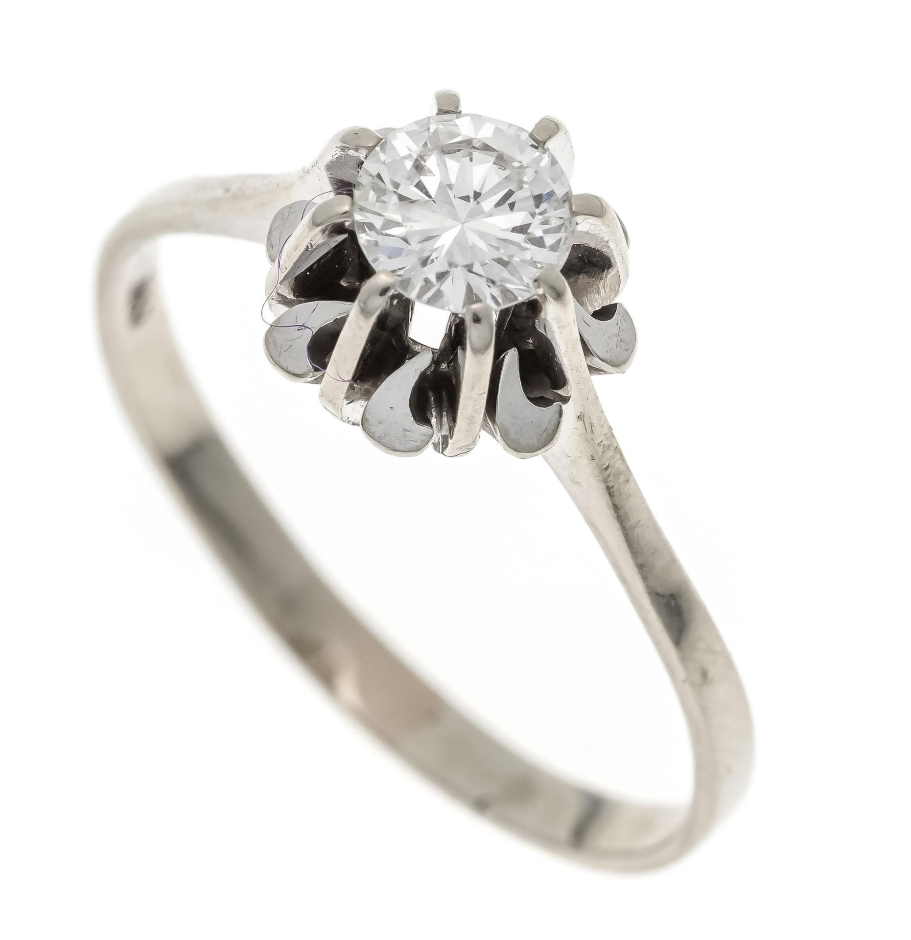 Brilliant solitaire ring WG 585/000 with one brilliant-cut diamond 0.51 ct (hallmarked) FineWhite+ -