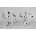 A pair of five-light table candlesticks, German, 20th century, maker's mark M. H. Wilkens & Söhne,