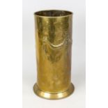 Umbrella stand, probably Holland early 20th century, brass cylinder with chased decoration as