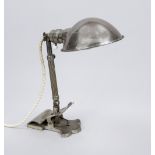 Desk lamp, early 20th century, brass and iron, partly chrome-plated. Heavy iron base with