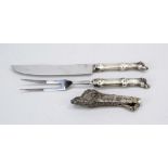 Hunting roasting cutlery Carving cutlery, Germany 20th century Handles pewter with boar heads at the