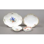 Mixed lot of four pieces Meissen, 20th century, mostly 1st choice, oval bowl, polychrome flower