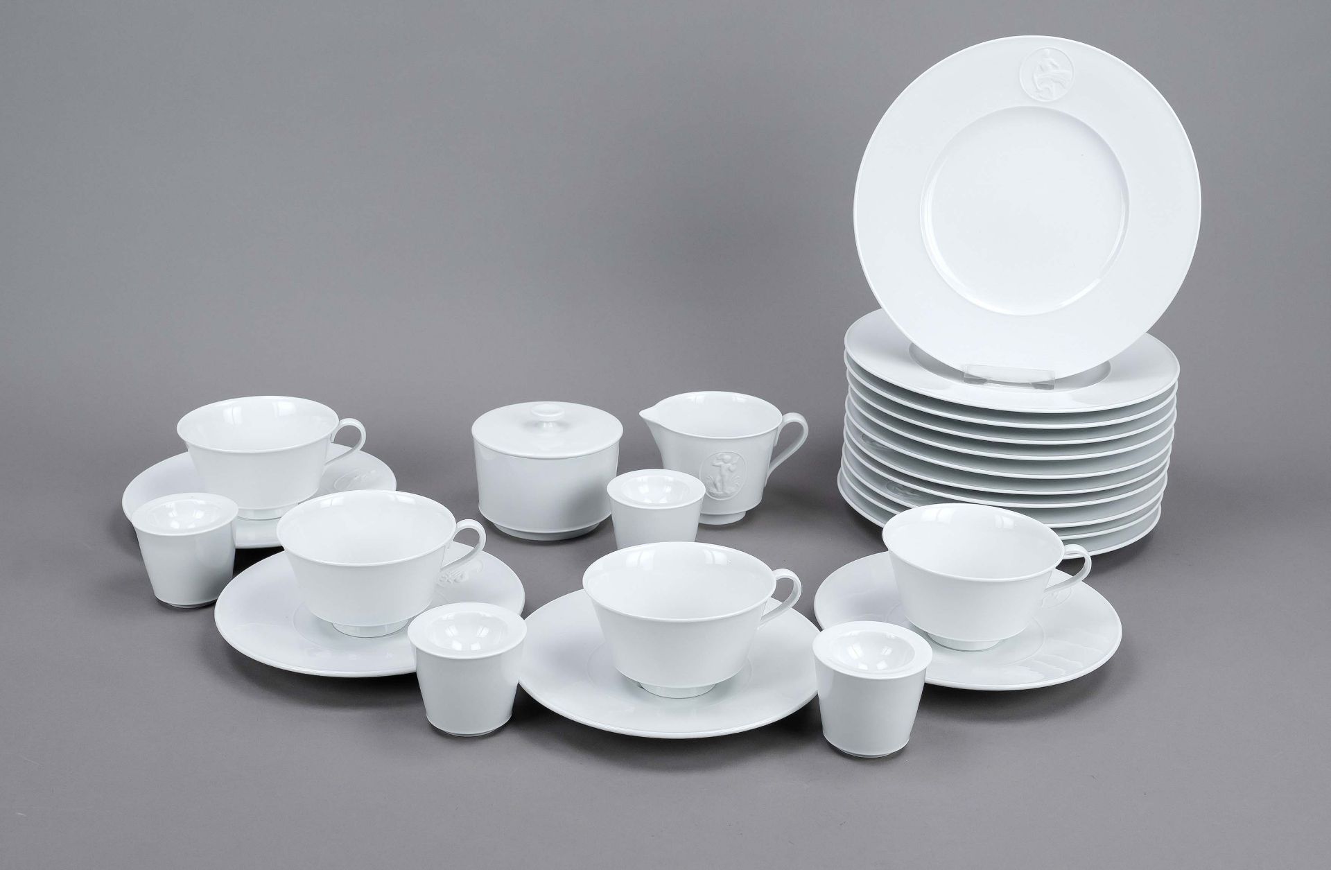 Breakfast service for 4-11 persons, 39-piece, KPM Berlin, marks after 1993, 1st choice, white,