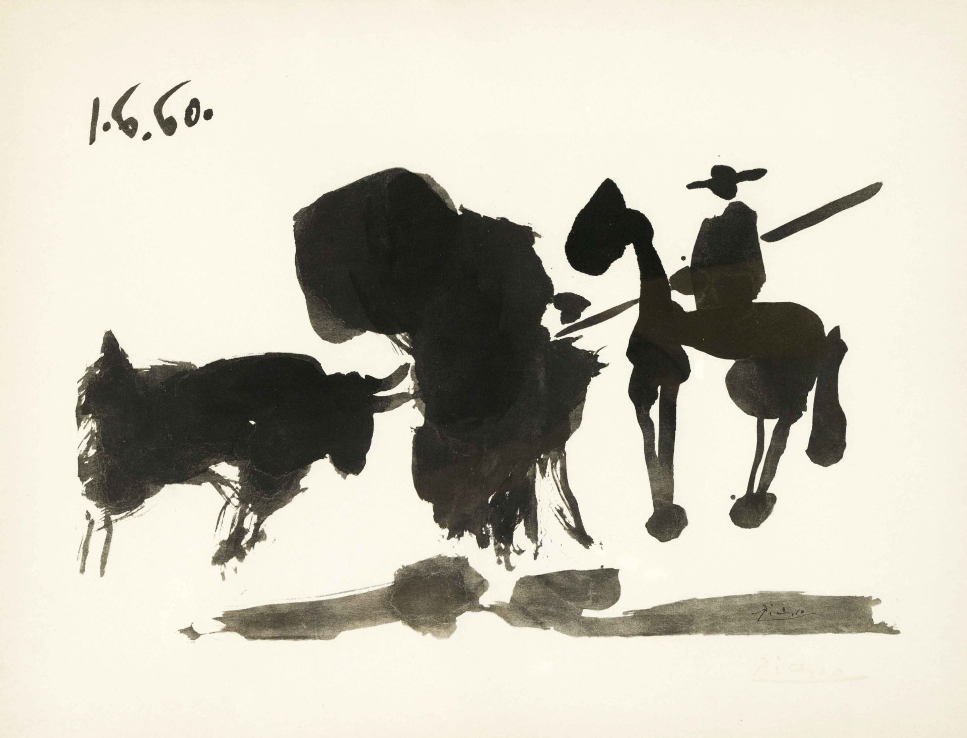 Pablo Picasso (1881-1973), Bullfight, lithograph on wove paper, signed lower right in the