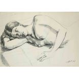Hermann Albert (*1937), ''sleeping female nude'', pencil drawing on firm wove paper, signed and