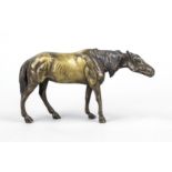 Anonymous animal sculptor of the 19th century, standing horse, patinated bronze, unsigned, rubbed,