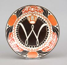 Plate, Petrus Regout Maastricht, ceramic, painted in orange and brown with royal crown and