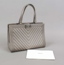 Chanel, Grey Classic Chevron Large Boy Tote Bag, taupe-coloured, quilted, fine-grained leather,