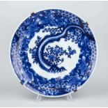 Large plate, Japan (probably Arita) late 19th century (Meiji). Cobalt blue decoration over mirror