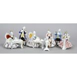 Six porcelain figurines, Wilhelm Rittirsch, Küps, Bavaria, mark 1950-74, musicians in rococo