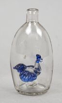 Joker bottle, probably Lauenstein, 18th century, round base, ovoid body, slender neck, chicken