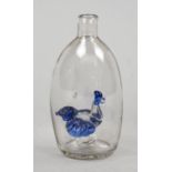 Joker bottle, probably Lauenstein, 18th century, round base, ovoid body, slender neck, chicken