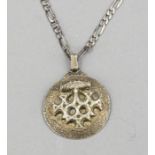 Round pendant, German, 2nd half 20th century, silver 800/000, with applied Hiddensee cross, Ø 3.5