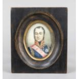 Oval miniature, French, 19th century, polychrome tempera painting on bone plate. Marshal Oudinot (