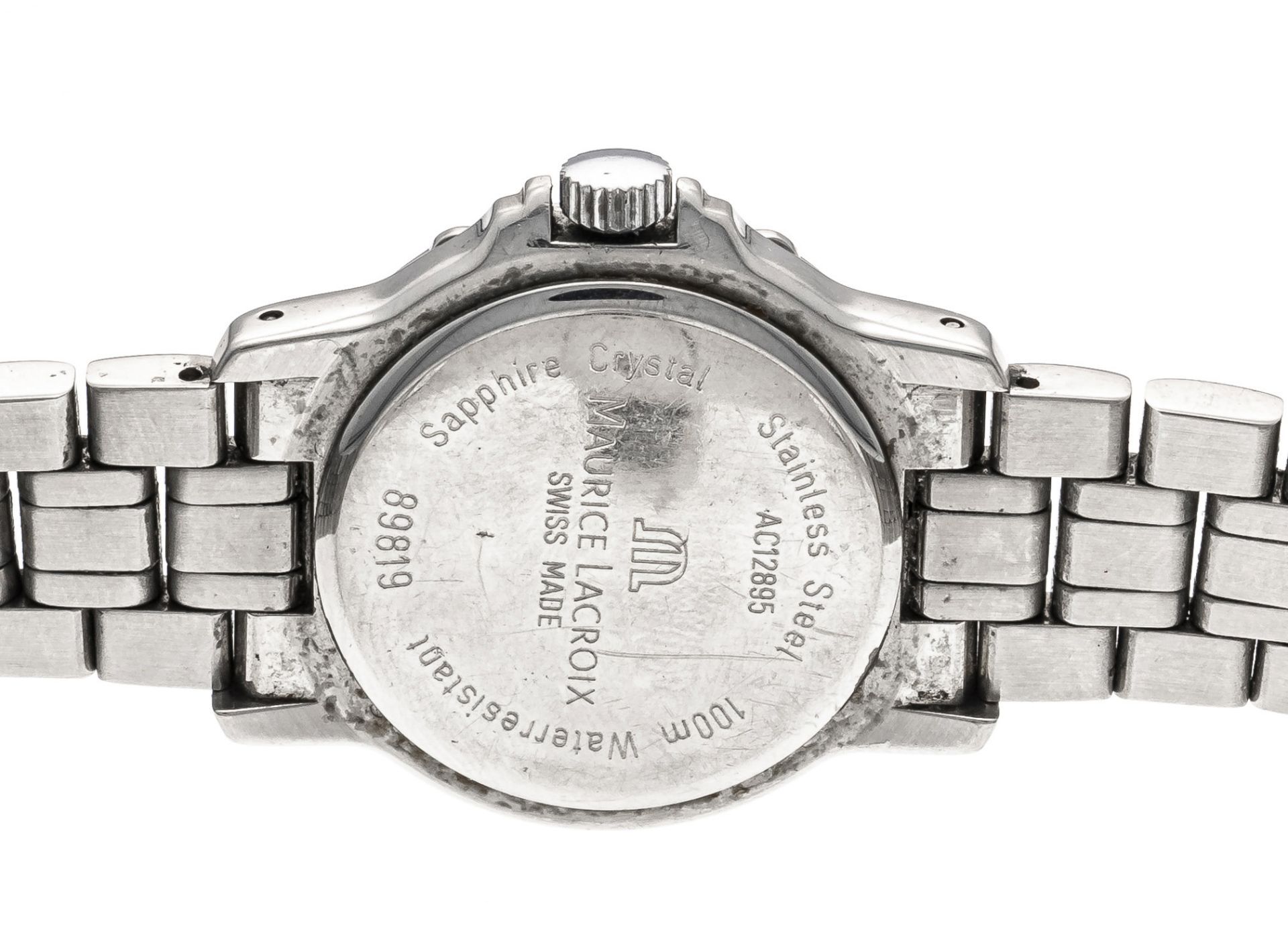 Maurice Lacroix, ladies quartz watch, steel, ref. 89819, screwed bezel with diamond setting, 30 - Image 2 of 2