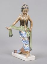 Balinese dancer, Dahl-Jensen, green stamp mark 1939-1981, Copenhagen, model no. 1114, polychrome