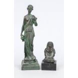 Two replicas based on antique models, 20th century, bronze, standing Hebe as goddess of youth and