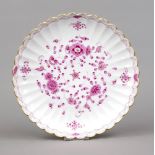 Fan plate, Meissen, mark 1972-80, 1st choice, Indian purple decor, ornamental gilding, Ø 28 cm