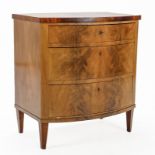 Small chest of drawers with curved front in Empire style, 19th century, mahogany, veneered,