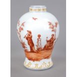 Vase, Thuringia, bulging shape, painted all around in iron red with chinoiseries, surrounded by