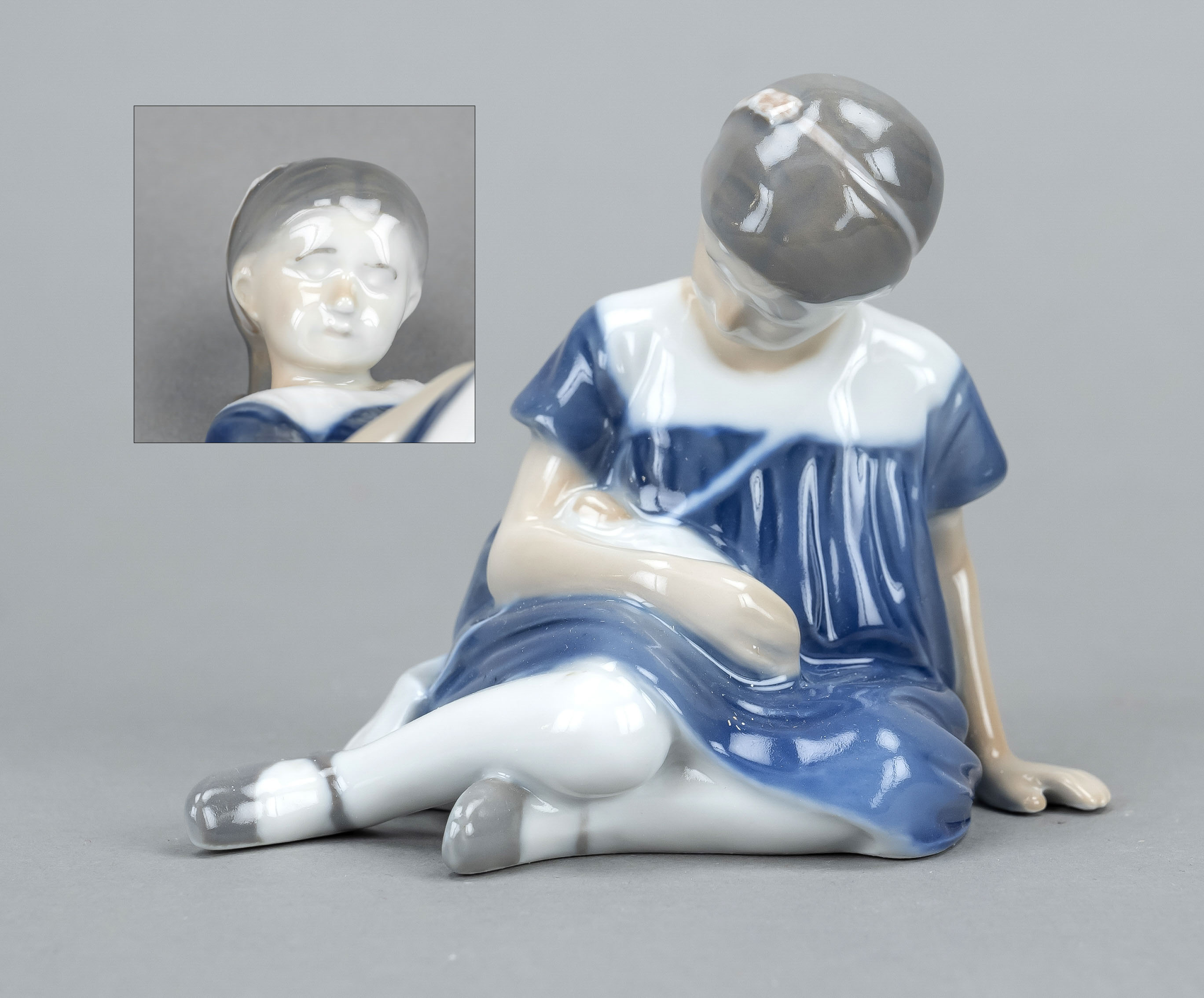 Girl with doll, Royal Copenhagen, late 20th century, design after Ingeborg Plockross-Irminger,