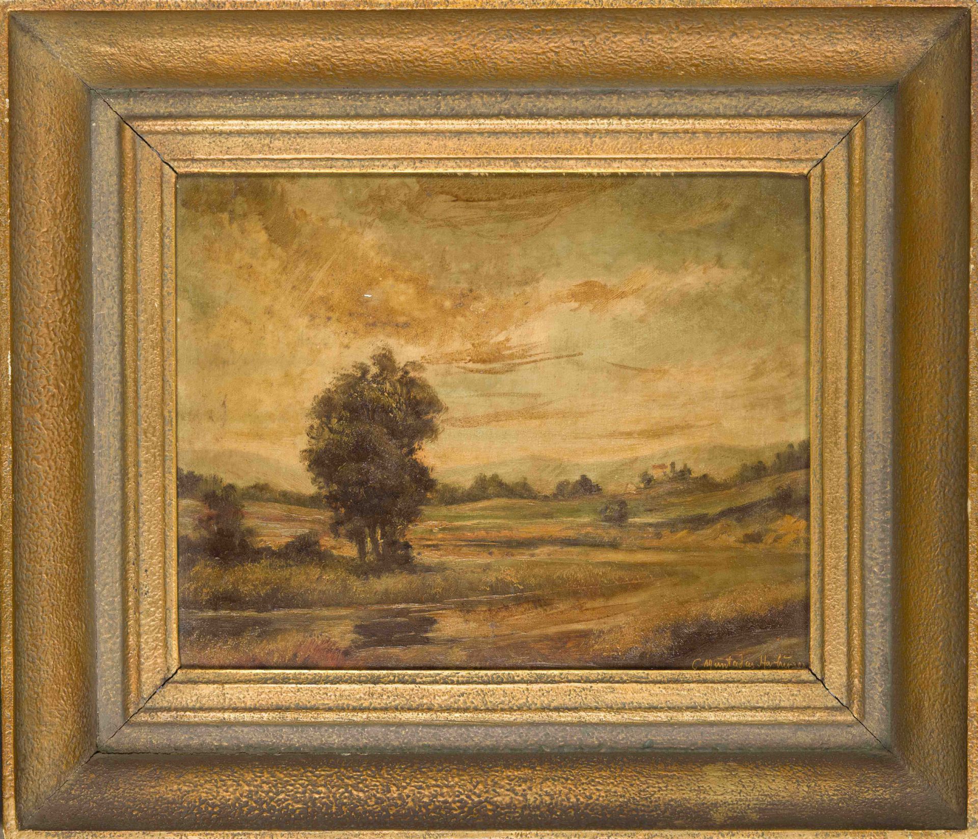 Carlos Muntadas-Harburger (1875-1956), Landscape, oil on hardboard, signed lower right, needs