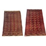 2 carpets Afghanistan Bukhara, minor wear, restored, 1 x 82 x 126 cm, 1 x 205 x 120 cm - The