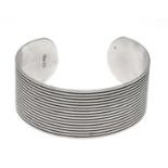 Open bangle silver 925/000 with fluted, partially blackened surface, w. 28 mm, inside 65 x 52 mm,