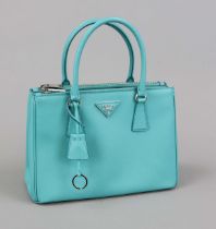 Prada, Green Saffiano Lux Galleria Leather Tote Bag, turquoise textured Saffiano leather, silver-