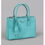 Prada, Green Saffiano Lux Galleria Leather Tote Bag, turquoise textured Saffiano leather, silver-