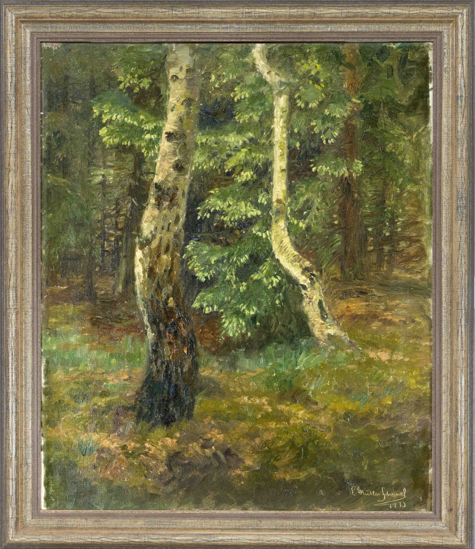 Ernst Müller-Scheessel (1863-1936), Birches in the Forest, oil/canvas, signed and dated lower right,