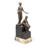 C. Thenn, Viennese sculptor c. 1900, Apotheosis of Labor, a blacksmith seated on a stepped