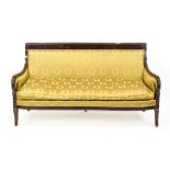 Empire sofa, circa 1820, mahogany, partly carved, yellow upholstery, 96 x 167 x 65 cm, seat height