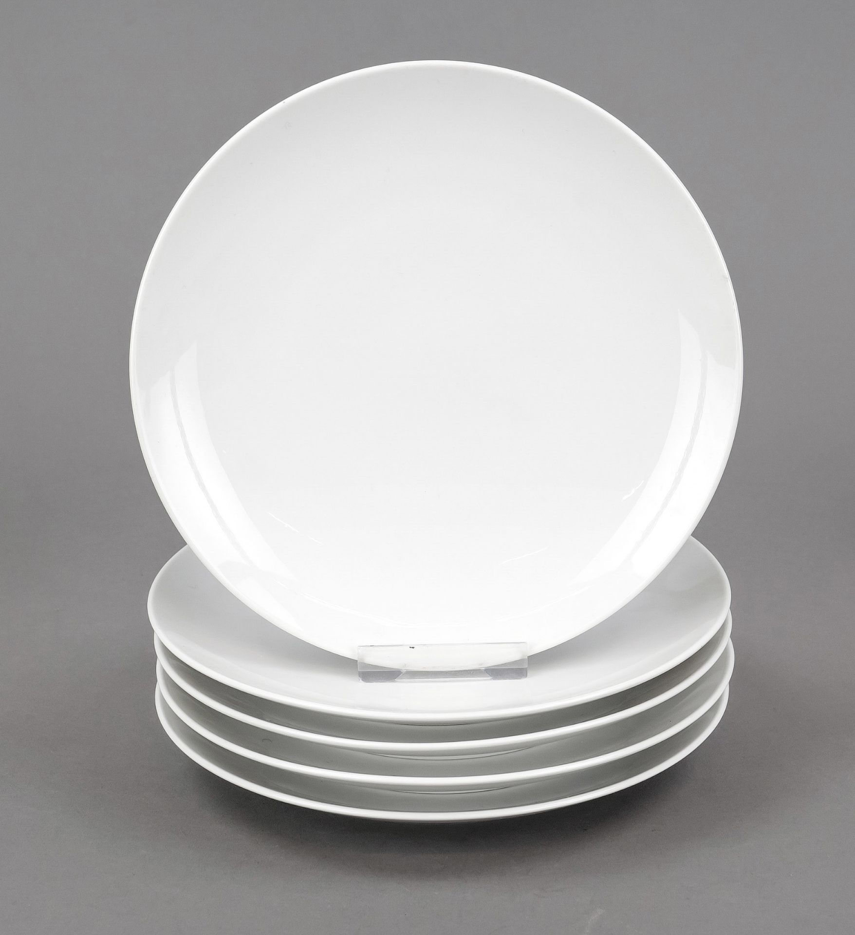 Five starter or dessert plates, KPM Berlin, marks 1962-92, 1st choice, white, shape Urbino, design