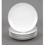 Five starter or dessert plates, KPM Berlin, marks 1962-92, 1st choice, white, shape Urbino, design