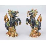 Pair of large guardian figures (dragon horses), China, probably Republic period. With a three-