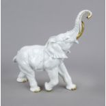 Striding elephant, Volkstedt, Thuringia, 2nd half of the 20th century, striding elephant with raised