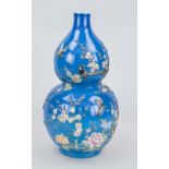 Double gourd vase, China, 20th century Relief decoration with birds in a blossoming plum tree and