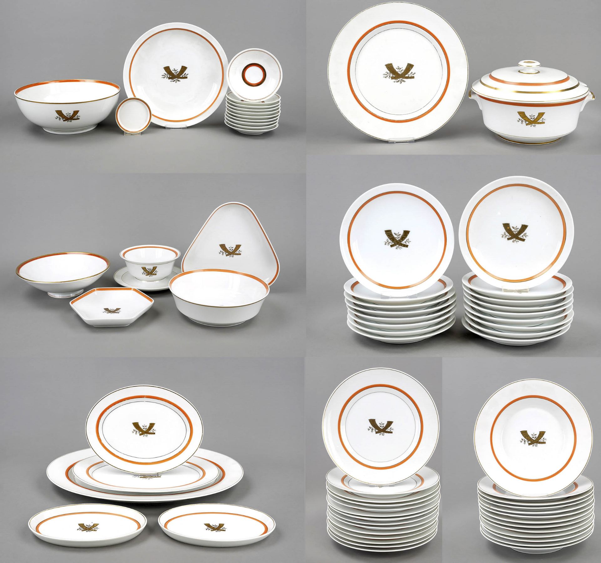 Large dinner service for 13-17 persons, 68-piece, Royal Copenhagen, Denmark, 1960s, from the