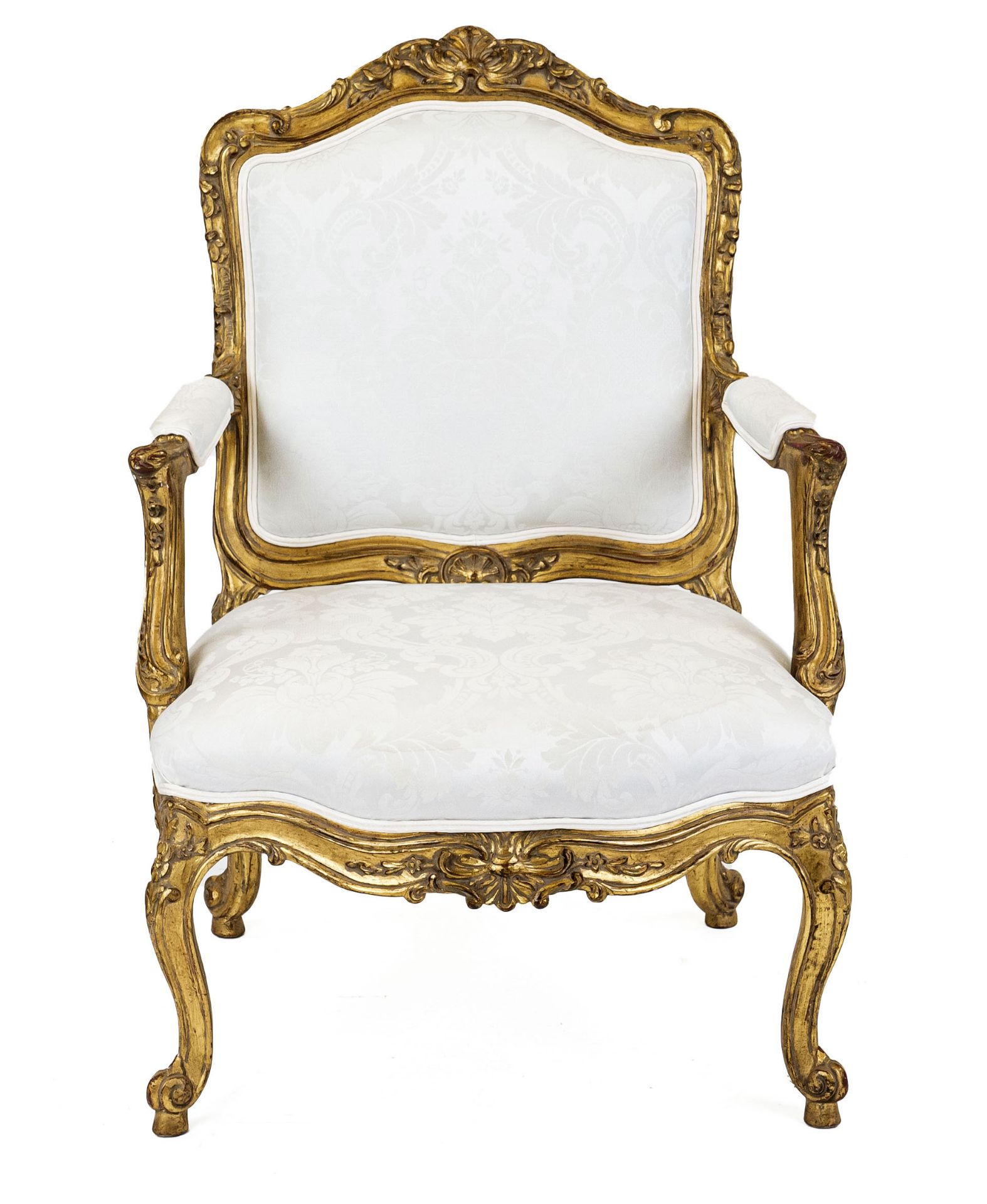 Louis Quinze-style armchair, 19th century, carved and gilded beech wood, backrest with rocaille - Image 2 of 3