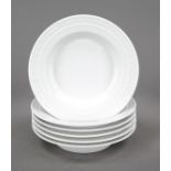 Six small deep plates, KPM Berlin, marks 1993-2000, 1st and 2nd choice, Kurland shape, designed