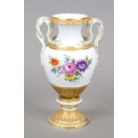 Snake-handled vase, Meissen, mark after 1950, 2nd choice, amphora form with side handles in the