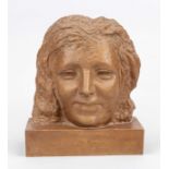 Joseph Witterwulghe (1883-1967), female head, terracotta in high relief on matching plinth, signed